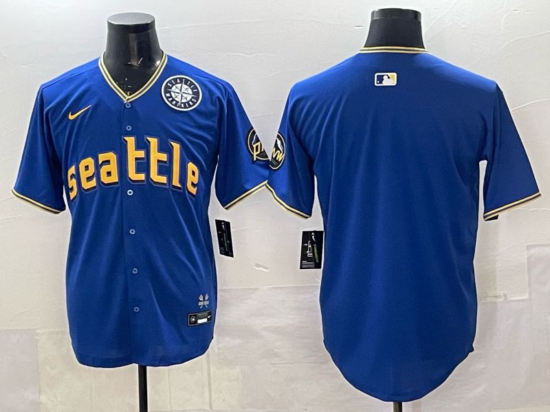 Men 2025 Seattle Mariners Blank Blue City Edition Nike MLB Jersey 23